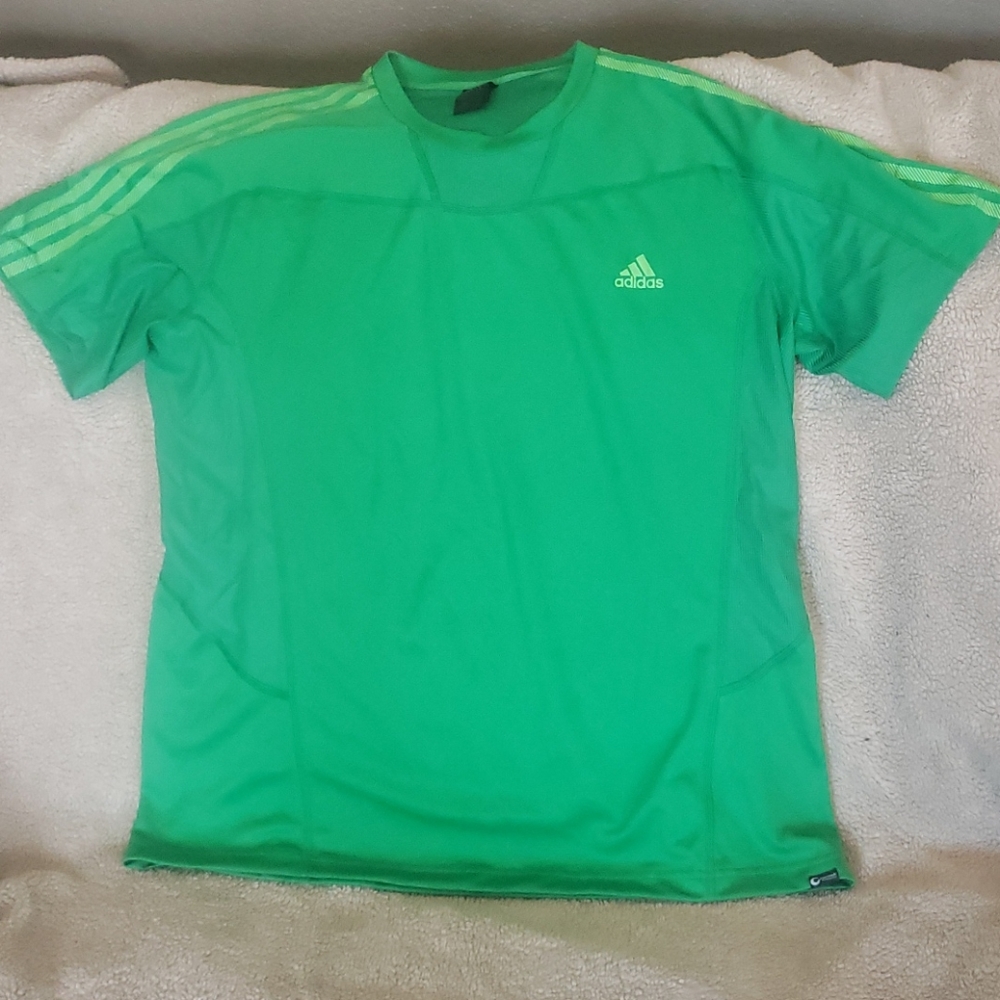Adidas Mens 2XL 2x Green Polyester T-shirt